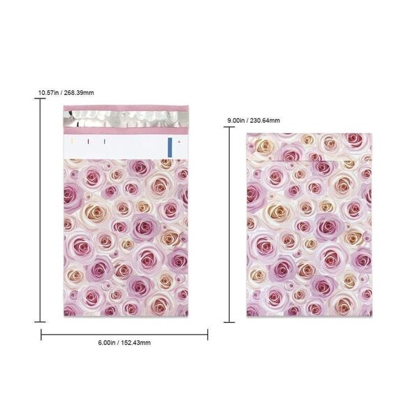 20- 6x9 Rose Print Poly Mailers - Picture 4 of 7